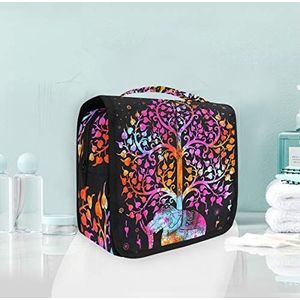 Hangende opvouwbare toilettas zwart kleurrijke olifant kunst make-up reizen organizer tassen tas voor vrouwen meisjes badkamer