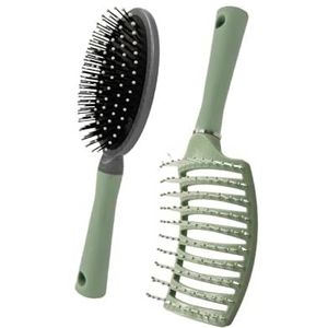 Yitaojian 2-delige set: luchtkussenkam en gebogen geventileerde haarkam, gemakkelijk te verwijderen klitten, geschikt voor droog en nat beschadigd krullend haar, geschikt voor alle leeftijden en