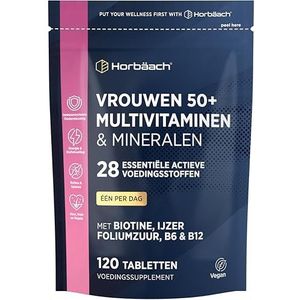 Multivitamine Vrouwen +50 | 28 Vitaminen en Mineralen | Multivitamin Women | 120 Vegetarische Tabletten | met Coenzym, Ijzer, Biotine, Vitamine B6, & Vitamine B12 | Horbaach
