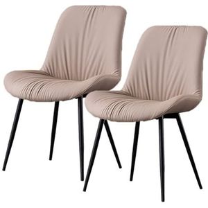 Meal Chairs Moderne keukenstoel Eetkamerstoelen PU-leer Vrije tijd Gestoffeerde moderne stoel met metalen poten for keukenwoonkamerijdelheidsstoelen(Light Grey,2pcs)