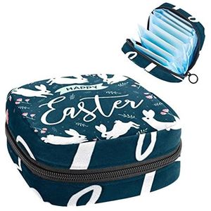 Periode Pouch Draagbare Tampon Opbergtas,Tampon Houder voor Portemonnee Vrouwelijke Product Organizer,Happy Easter Day Bloemen, Meerkleurig, 4.7x6.6x6.6 in/12x17x17 cm
