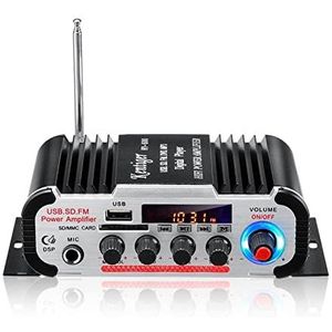 Audioversterker, HY60 12V / 600W Audio Home Digitale versterkers met MIC Lcd Auto Audio Bass Power-versterker FM USB SD Radio Subwoofer-luidsprekers(Nero)