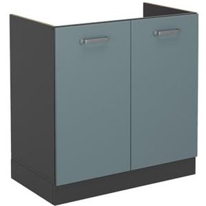 Vicco Wastafelonderkast, keukenkast, R-Line Solid antraciet blauw grijs 80 cm modern