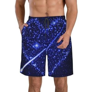 PHTZEZFC Shooting Star Heart Print strandshorts voor heren, zomershorts met sneldrogende technologie, licht en casual, Wit, M