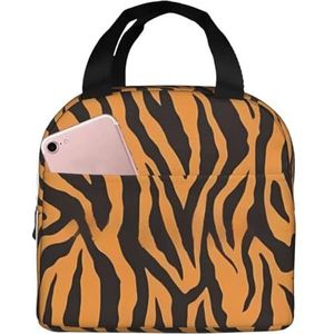 Oranje tijgerluipaard (1) Unisex verdikte geïsoleerde lunchtas met voorvak voor werk, reizen, wandelen, picknick