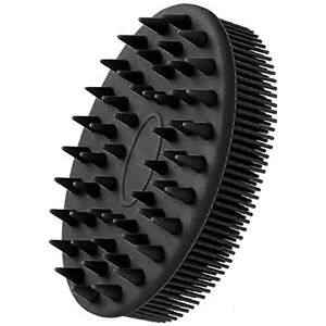 Siliconen shampoo hoofd hoofdhuid massage borstel siliconen lichaamsborstel haar wassen kam bad douche borstel massage borstel haarborstel 1 stuk (kleur: type 1 - zwart)