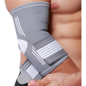 Neotech Care - Ondersteunende, elastische elleboogbrace - elastische en ademende stof, verstelbare compressieband, voor mannen, vrouwen (Grijs, 1 Stuk, Maat M)