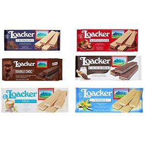 Testpakket Loacker waferkoekjes snack biscuits 100% Italiaanse wafels (6 x 175g)