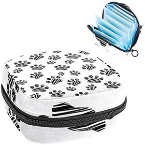 Opbergtas voor maandverband Pads, Menstruatie Cup Pouch, Periode Bag Organizer voor vrouwelijke Pads Tampons, Paw Footprints