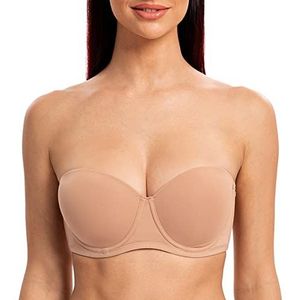 MELENECA Dames Comfort Beugel Ongewatteerde Grote Borsten Strapless bh Cappuccino 70G