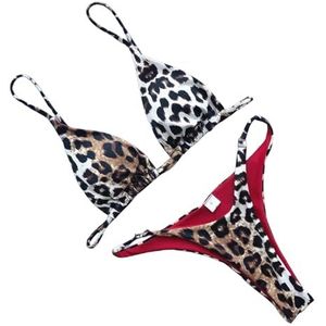 Gyios swimsuits for women High Cut Micro Bikini Women Leopard Push Up Swimsuit Bathing Suit Padded Thong Swimwear-beige-s