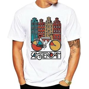 Man'S Op Neck Designer Adults Casual Tee Shirt Retro Bicycle Biker Amsterdam City T Shirt Jerseyfitness T-Shirts White XL