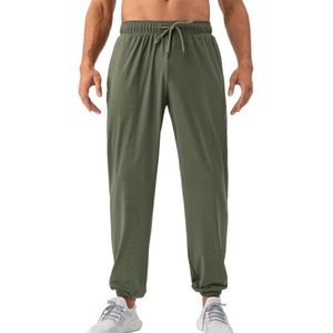 QUYBSGWJ Heren Lichtgewicht Elastische Taille Krimp Broekspijpen Trekkoord Joggingbroek Met Zakken,Groen,L