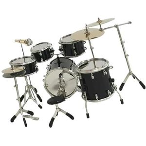 8x 1/6 Schaal Mini Drumstel Muziekinstrument AccessoiresDrum InstrumentModel Replica Mini Muziekinstrument (Color : Black)