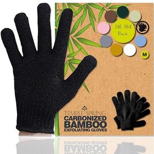 Exfoliating Wash Handschoenen, Bamboe Exfoliator Mitt, Bad/Douche Scrub, Body Exfoliation Hand Mitten, Beauty Scrubs/Loofah, Ingrown Hair/Dead Skin Remover, Scratching Eco Microfibre, (Zwart)