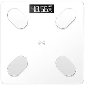 Bluetooth Lichaamsvet Schaal BMI Schaal Slimme Elektronische Weegschalen LCD Digitale Badkamer Weegschaal Balans Lichaamssamenstelling Analyzer Gemakkelijk Te Gebruiken(White)