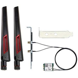 Teday 3000 Mbps Dual Band Wi-Fi 6 Intel AX200 Gig+Desktop Kit Bluetooth 5.1 voor M.2 2230 Key E Draadloze Adapter AX200NGW NGFF Netwerkkaart, 10dBi High Gain Antennes