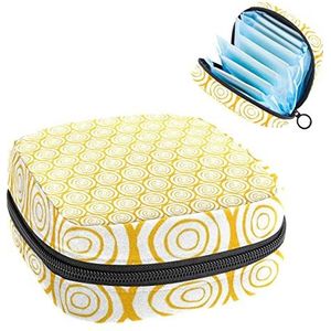 Periode Pouch Draagbare Tampon Opbergtas,Tampon Houder voor Portemonnee Vrouwelijke Product Organizer,Geel Zon Rond Cirkel Patroon, Meerkleurig, 4.7x6.6x6.6 in/12x17x17 cm