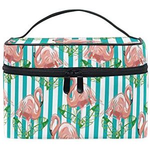 Schattig cadeau tropische flamingo vogel make-up tas voor vrouwen cosmetische tassen toilettas trein koffer