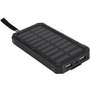 Zonne-energiebank, biedt dubbele USB-poorten 20000mAh Oplader met grote capaciteit Powerbank voor thuis voor buitenshuis voor op reis voor op school(black)