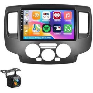 Android 14.0 2 Din Autoradio 9"" Touchscreen Auto Stereo voor Nissan NV200 2014-2020 met Draadloze Carplay Android Auto GPS navigatie AHD Omgekeerd beeld Stuurwielbediening(S-4(4G+64G))