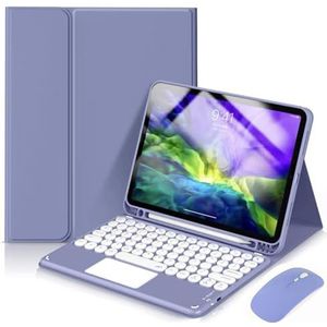 Toetsenbordhoes voor Samsung Galaxy Tab S10 FE Plus 13.1 inch 2025, Magnetisch Afneembaar Draadloos Toetsenbord met Bluetooth Muis,Dark purple