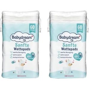 Babydream Wattenpads, 100% katoen, 2-pack (2 x 60 stuks)
