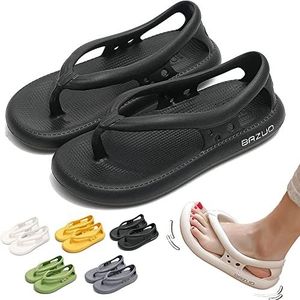 Bazuo Sandals,2023 Summer Unisex Comfort Walking Flip Flops,EVA Thick Sole Non Slip Quick-Dry Flip-Flop,with Arch Support (42-43, Black)