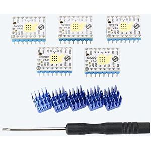 FYSETC 3D-printer upgrade-onderdelen TMC2209 V2.1 stappenmotordriver Step Sticks Mutedriver 256 microstappen stroom 2,8 A tip voor 3D-printer CNC-machine mainboard-controller, wit, TMC2209 5Pcs White, 5
