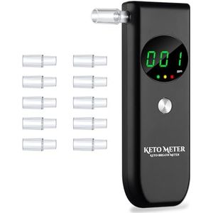 Ketonenademanalyser Professionele Ketonenademmeter Nieuwe, verbeterde ketonenademtest, zeer nauwkeurige ketonenmeter voor het traceren van dieet- en ketosestatus, ketoseademtester (Zwart)