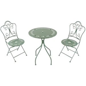 AXI Marilou 3-delige Mozaïek Bistroset Romantisch Pastelgroen | Bistro Set met tafel & 2 stoelen | Balkonset van metaal & Mozaïek design