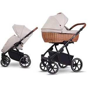 SaintBaby Creamy 04 3-in-1 kinderwagen, wilgenmand, zwenkband, tot 22 kg