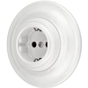 Inbouw porselein retro stopcontact, all-in-one, serie PR1 wit