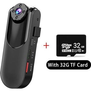 Mini-lichaamscamera, Lichaam gedragen camera WiFi HD DVR videorecorder Beveiliging 90 graden rotatie Nachtzicht Bewegingsdetectie Mini-camcorders voor wetshandhaving, levering (Color : With 32G TF ca