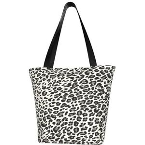 BeNtli Schoudertas, canvas draagtas grote tas vrouwen casual handtas herbruikbare boodschappentassen, luipaardprint print, zoals afgebeeld, Eén maat