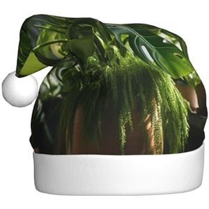 ENVEED Monstera Deliciosa Banaan Palm Vakantie Decoratie Hoed - Volwassen Pluche Kerstmuts, De Perfecte Kerst Decoratieve Hoed