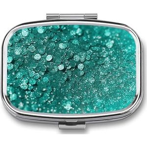 Turquoise Glitter Pillendoos Pil Case Leuke Pil Organizer Pil Houder Geneeskunde Pil Organizer Pil Container Dagelijkse Pil Organizer Kleine Pillendoos Pil Case voor Portemonnee Pocket