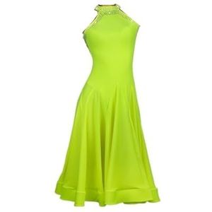 Danskostuums Professionele gele Latin dansjurk lange rok sportkostuum ballroom oefenkleding formele cocktailparty buiten (Color : Green, Size : XS)