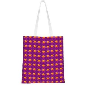 LamaMe Smiley Oranje 12ann Herbruikbare Canvas Tote Voor Winkelen Strand Moederdag Gift Bag, Zwart, Eén maat