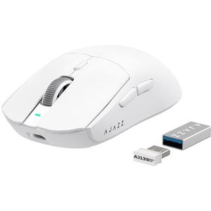 ATTACK SHARK AJAZZ AJ139PRO SUPERLIGHT 4K Draadloze Gamingmuis, PAW3395-sensor, 26000 DPI, 4KHz, 2,4 Ghz/USB C Bedrade Esports-muizen, 6 Program Knoppen, 700 uur Batterijduur, PC/MAC - Wit
