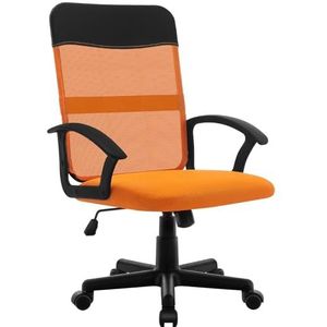 HLFURNIEU Bureaustoel, in hoogte verstelbaar, comfortabel, van ademend mesh, ergonomische bureaustoel, draaibaar, middelhoge rugleuning, oranje