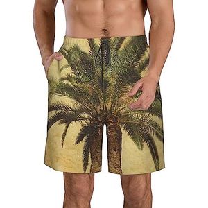 JIAWUJYNB Palmboom tropische print strandshorts voor heren, zomershorts met sneldrogende technologie, licht en casual, Wit, M