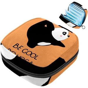 Maandverband Opbergtas, Leuke Yoga Panda Oranje Patroon Draagbare Menstruatie Pad Bag, Panty Liners Tampons Sanitaire Pads Opslag Houder voor Vrouwen School Kantoor