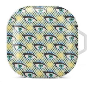 Pop Art Style Halftone Ogen Oordopjes Hoesje Compatibel met Samsung Hard Shell Beschermhoes Wit-Stijl