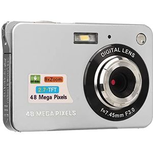 Akozon Digitale camera, 4K, digitale camera, 4K, 48 MP, 6,9 cm (2,7 inch), LCD-display, 8 x zoom, vloging-camera, anti-vibratie voor fotografie, continue opnamen (zilver)