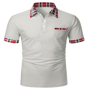 Herenoverhemd Met Korte Mouwen, Effen Zomer, Normale Pasvorm, Overhemd Met Borstzak(Gray B,XL)