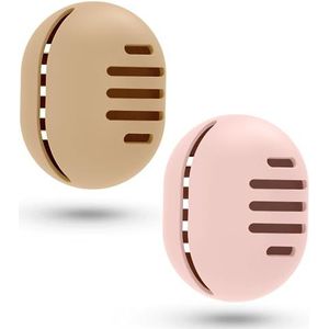 Fauxomor Dubbelzijdige Ademende Siliconen Beauty Blender en Spons Houder - 2 Stuks voor Reizen, Wasbaar in Khaki+Roze