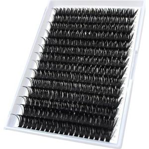280 stuks 60D dikke volume clusters wimperextensions Russische D-krul individuele wimpercluster gereedschap (60D-0.07D, 9-16 mm)