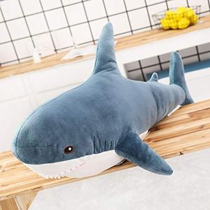 140cm giant shark pluche speelgoed knuffel speelgoed dier leeskussen voor verjaardagscadeaus pop cadeau voor kinderen-100cm, blauw