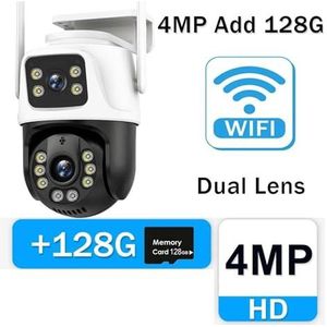 9MP 4K Beveiligingscamera Buiten 8X Zoom PTZ IP-camera met drie lenzen AI Tracking Wifi-bewakingscamera's 4MP Draadloze CCTV-camera Beveiligingstoezicht(Size:4MP Add 128GB)